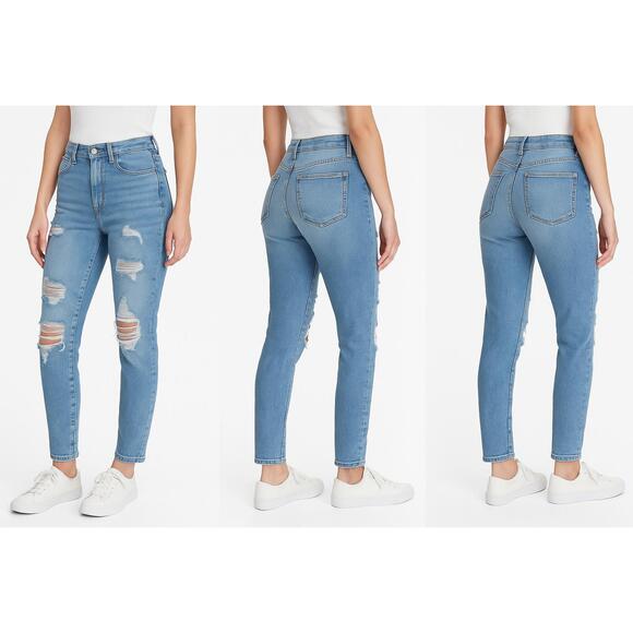 Aero Denim - Aero Blue Jeans Womens 6 High Rise Distressed Ripped Edgy Stretch Modern Classic